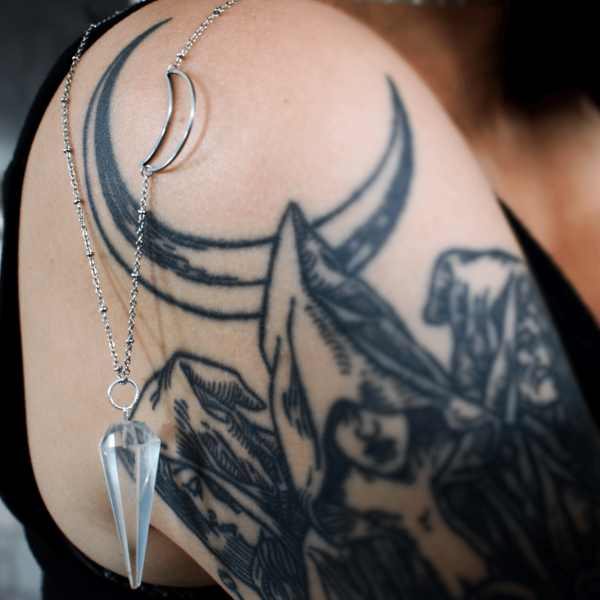 Collier Lunatic Witch ☽ Cristal de roche - Les Trois Sorcières