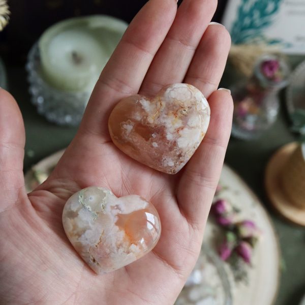 Cœur☽ Quartz rose, Quartz fumé ou Agate fleur – Image 7