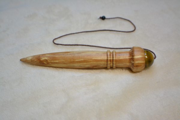 Pendule de radiesthésie : 11,5cm 29g, bois de charme et oeil de tigre - Fait-main – Image 2