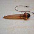 Pendule de radiesthésie : 8cm 18,5g, bois de genévrier et obsidienne dorée - Fait-main