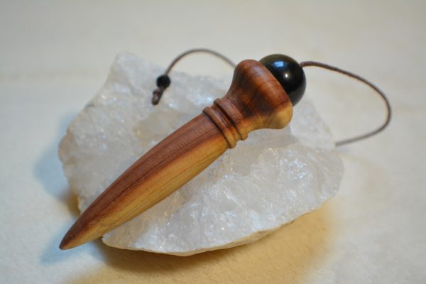 Pendule de radiesthésie : 8cm 18,5g, bois de genévrier et obsidienne dorée - Fait-main – Image 10