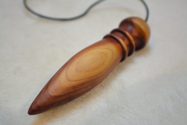 Pendule de radiesthésie : 8cm 18,5g, bois de genévrier et obsidienne dorée - Fait-main – Image 4