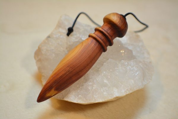 Pendule de radiesthésie : 8cm 18,5g, bois de genévrier et obsidienne dorée - Fait-main – Image 10