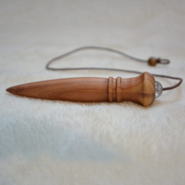 Pendule de radiesthésie : 7,5cm 15g, bois de genévrier et cristal de roche - Fait-main – Image 2