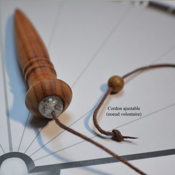 Pendule de radiesthésie : 7,5cm 15g, bois de genévrier et cristal de roche - Fait-main – Image 5
