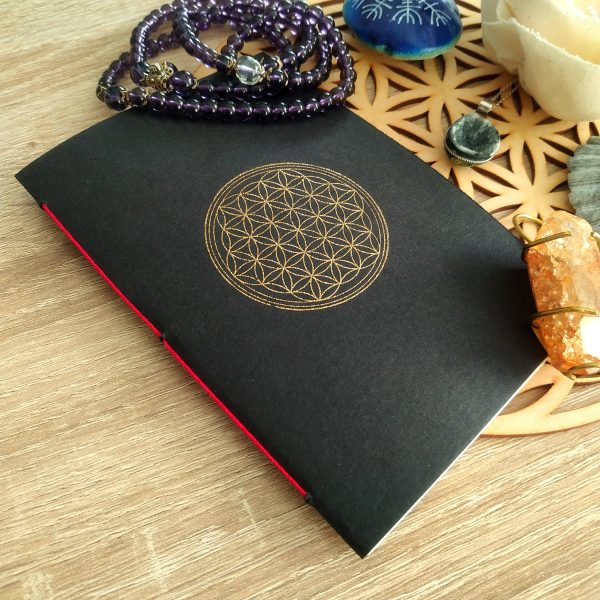 Mini carnet doré A6 - Fleur de vie – Image 2